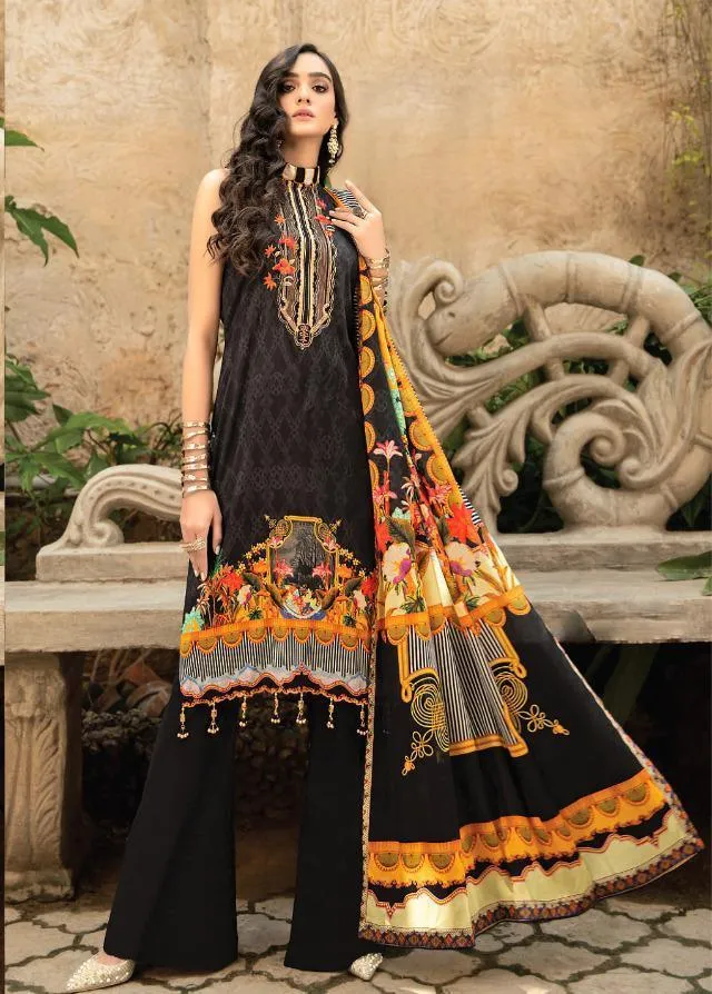 Pure Lawn Digital Style Printed Black Karachi Dress Material