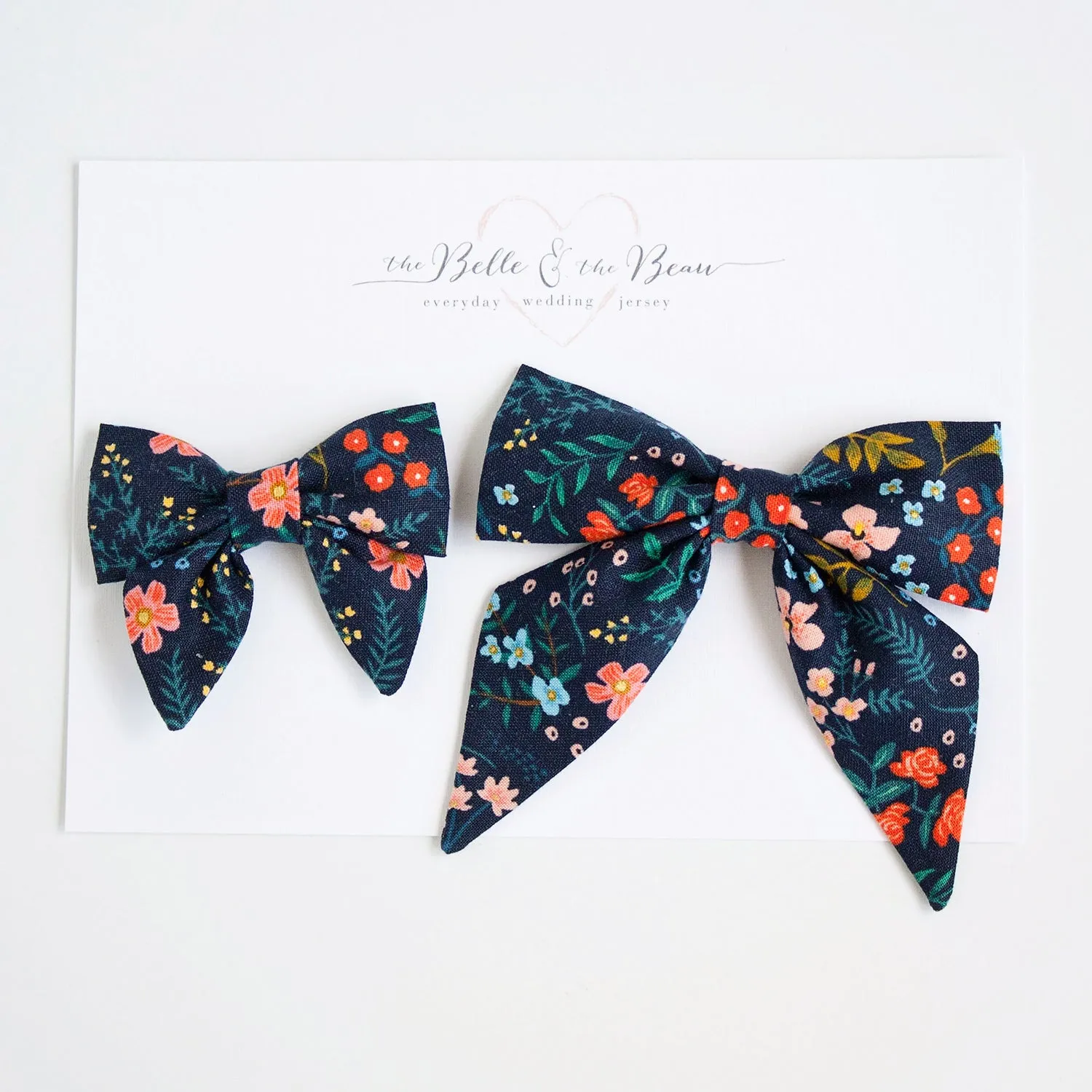 Sailor Bow Clip Or Headband / Navy Metallic Floral