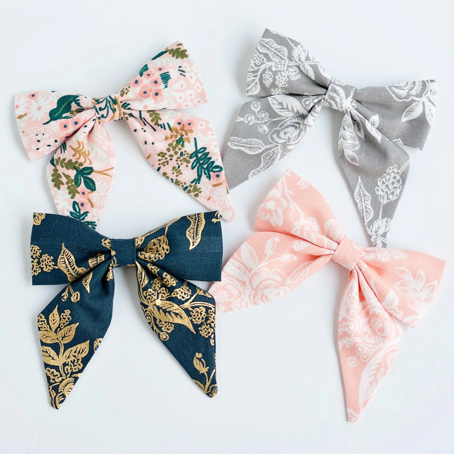 Sailor Bow Clip Or Headband / Navy Metallic Toile