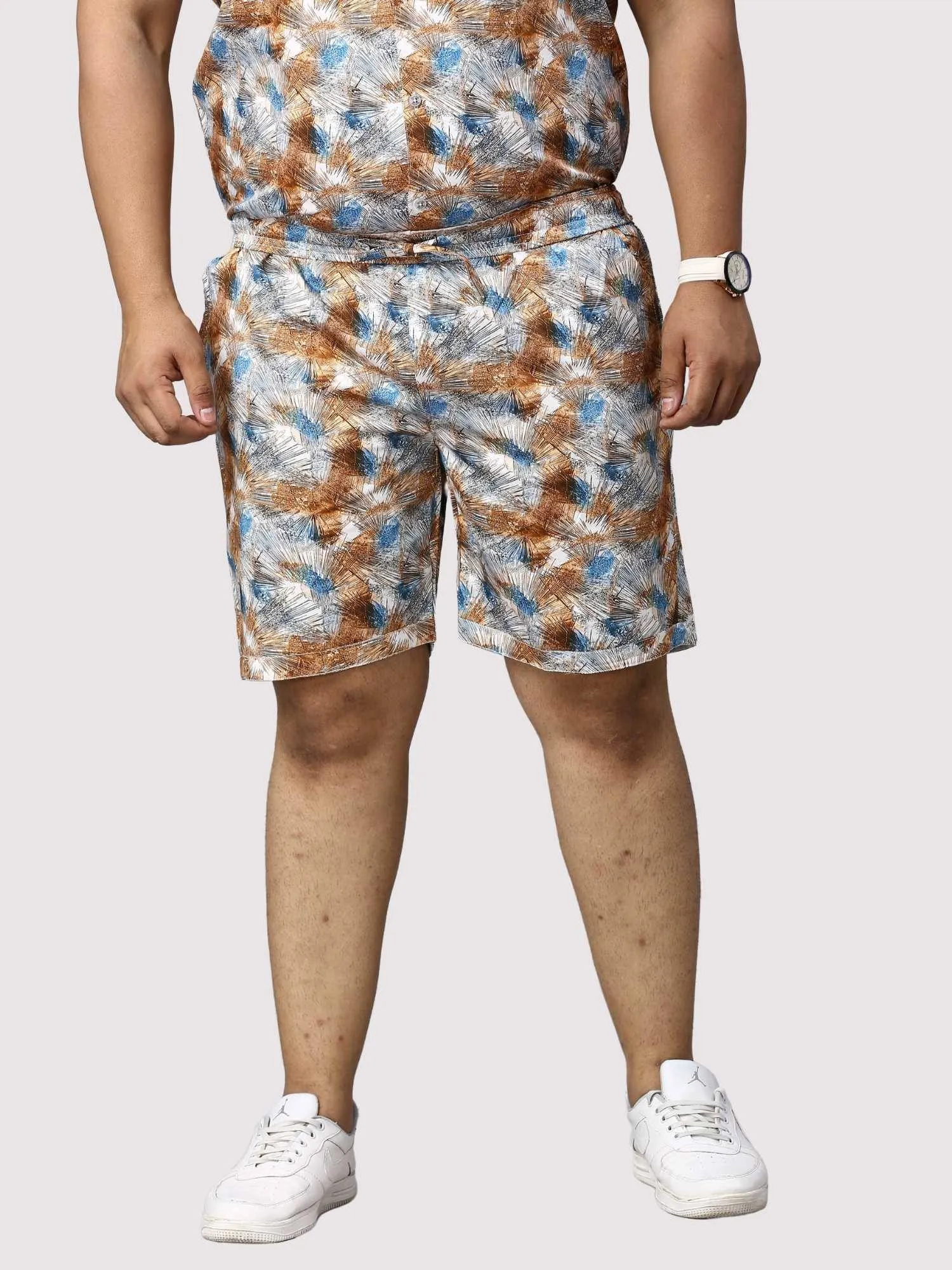 Star Dust Digital Printed Half Co-Ords Men's Plus Size