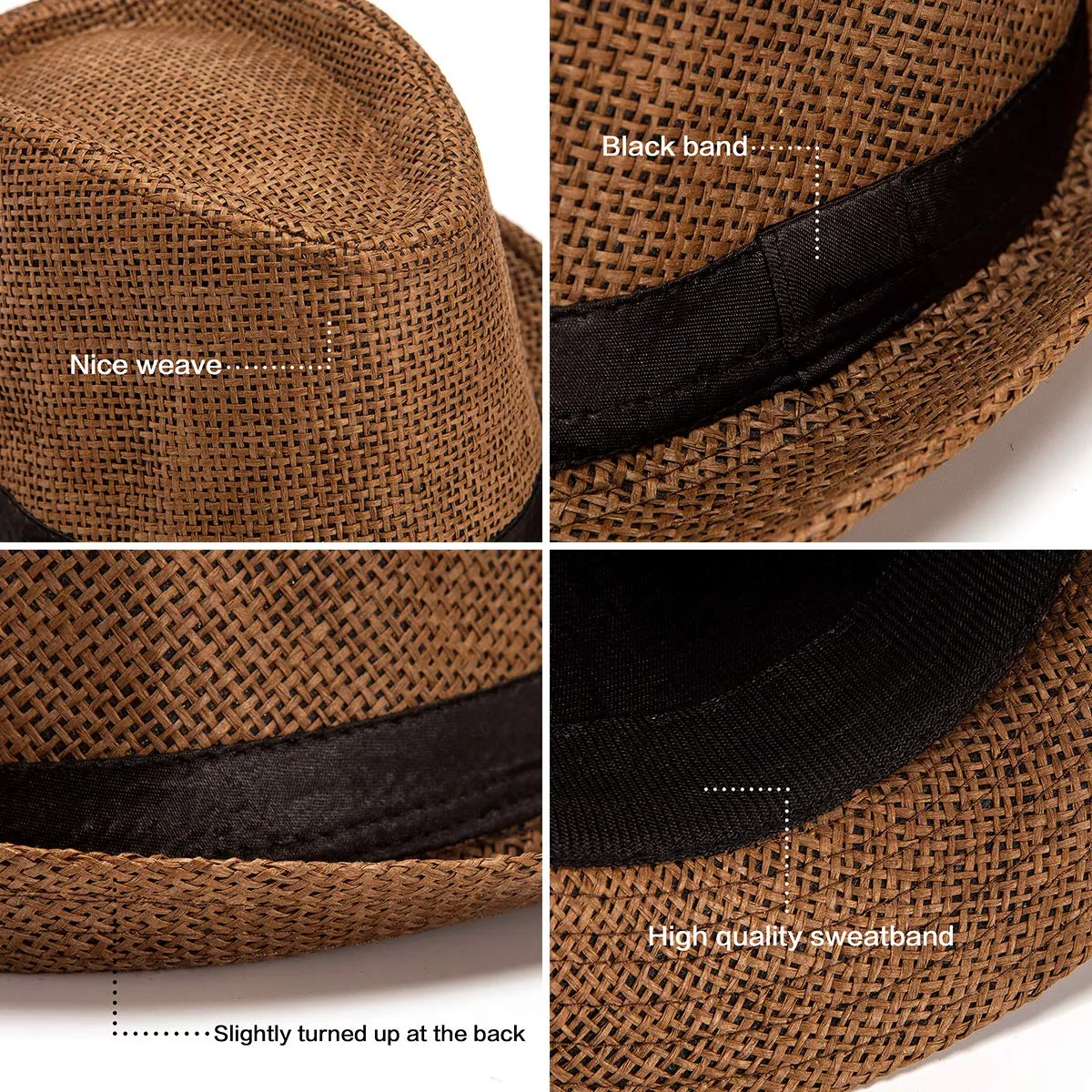 Straw Fedora Hats  Sun Hat for Men