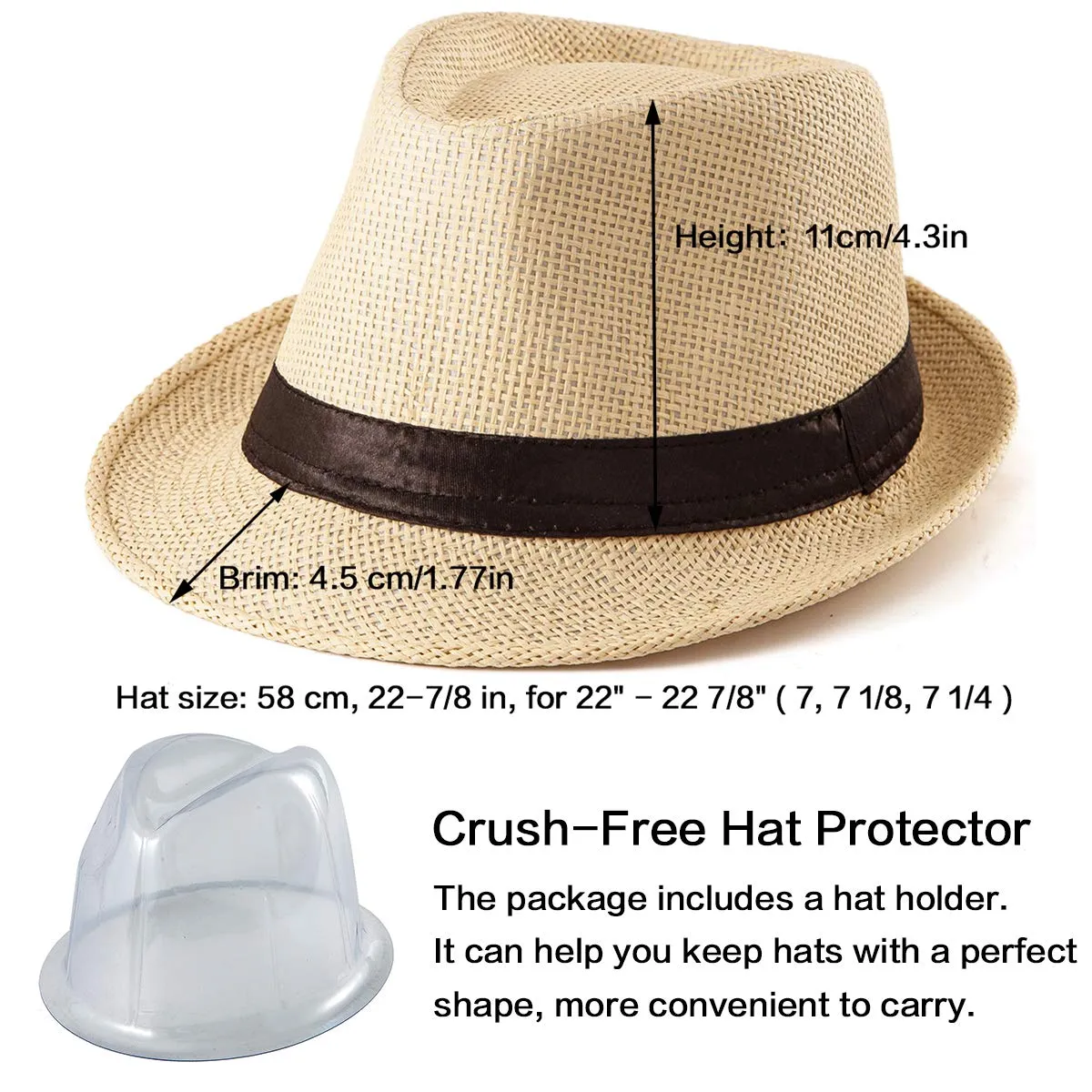 Straw Fedora Hats  Sun Hat for Men