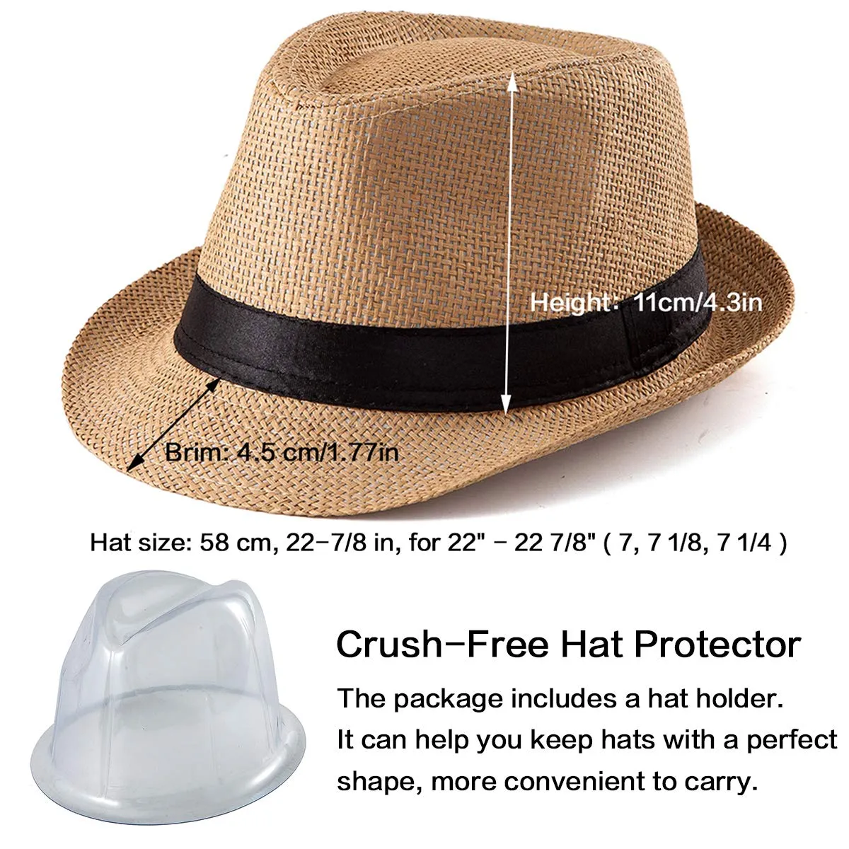 Straw Fedora Hats  Sun Hat for Men