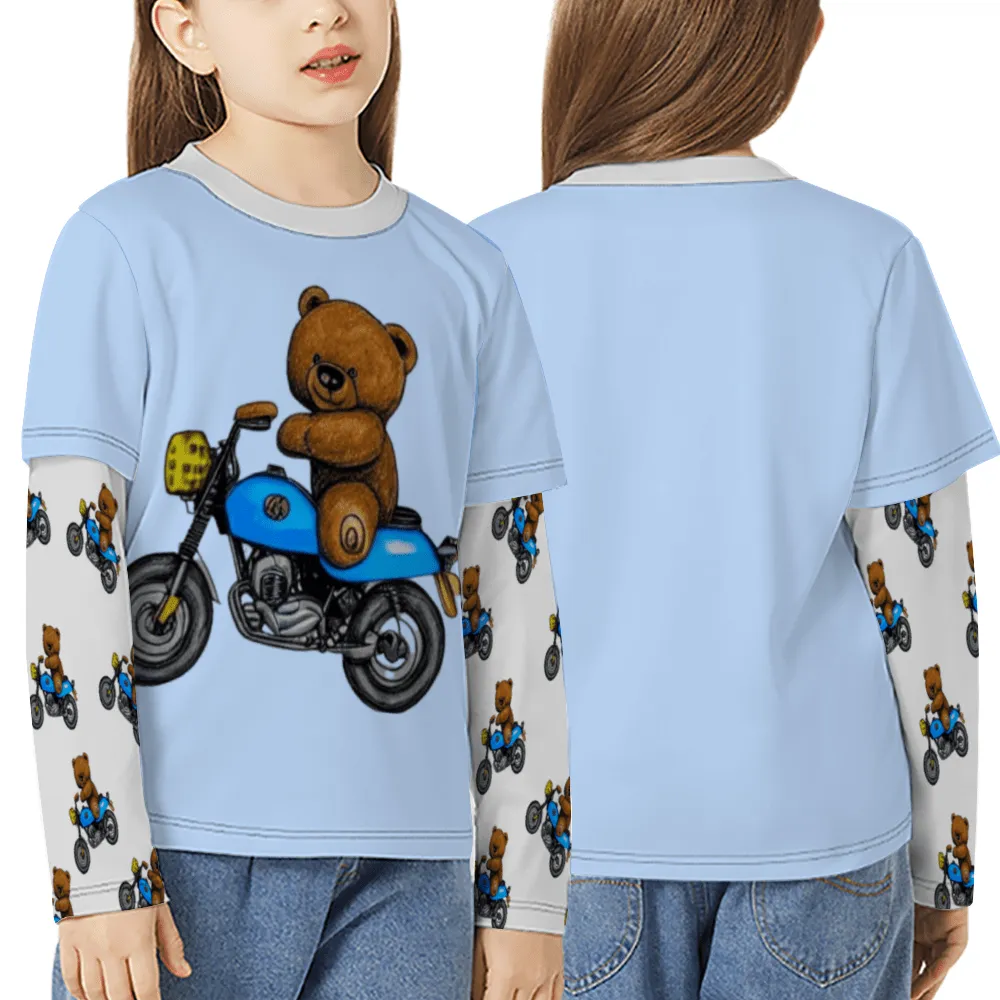 Teddy Ride Boy's Long-sleeve Splicing Tee