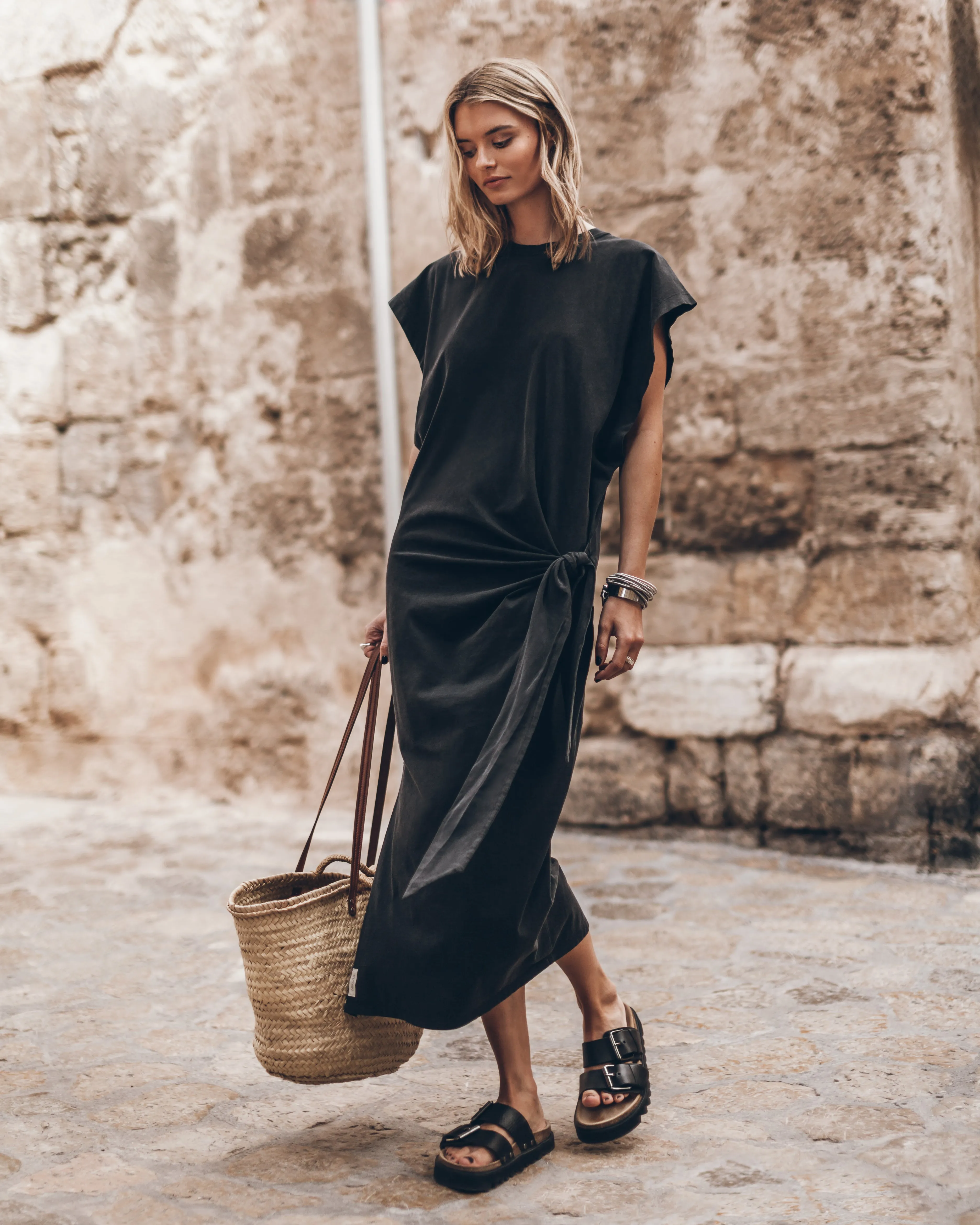 The Dark Long Knotted Batwing Dress