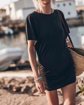 The Dark Short Draped T-Shirt Dress