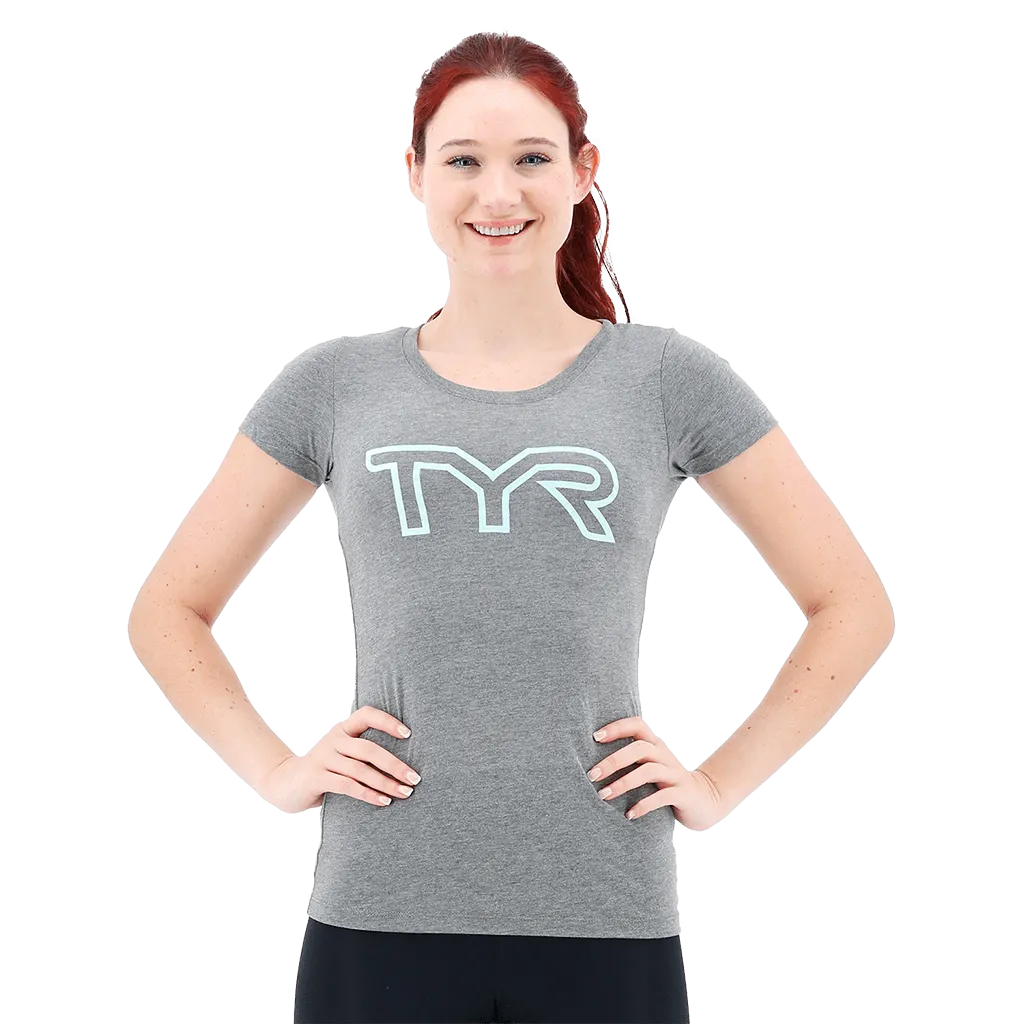 TYR Womens Grey/Mint Big Outline T-Shirt