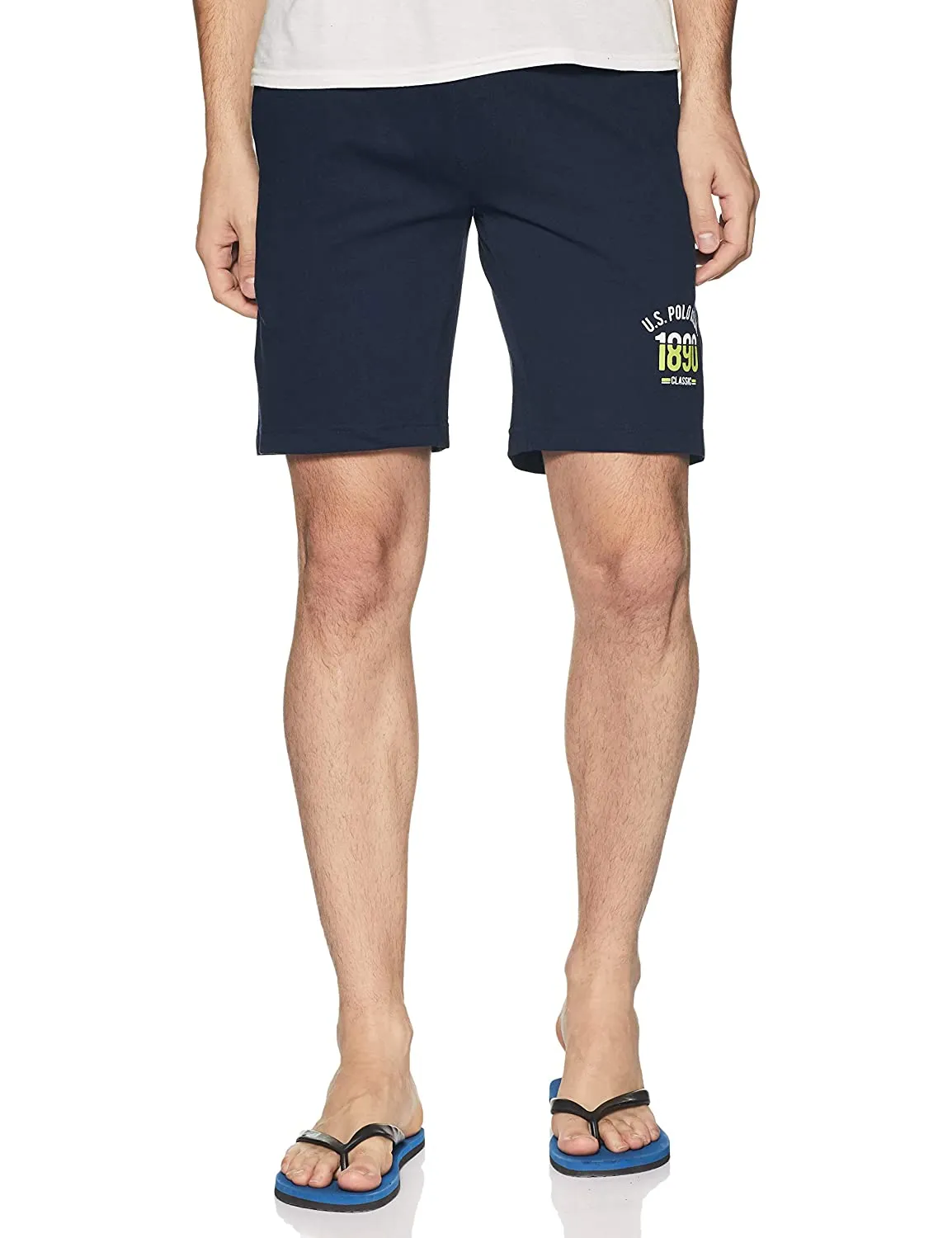 U.S. Polo Cotton Dark Blue Casual Wear Bermuda Shorts For Men