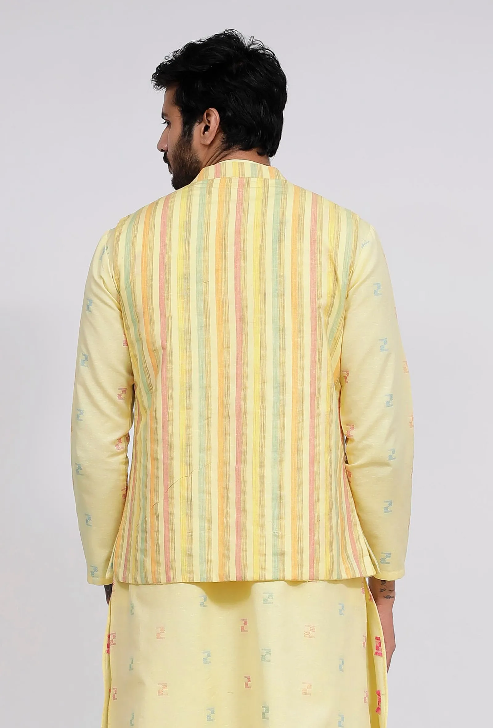 Yellow Stripe Nehru Jacket